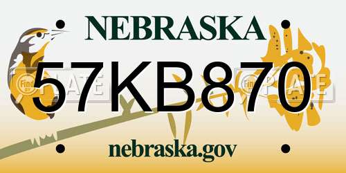 57KB870 Nebraska License Plate