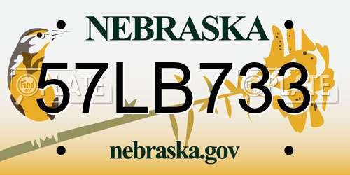 57LB733 Nebraska License Plate
