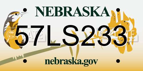 57LS233 Nebraska License Plate