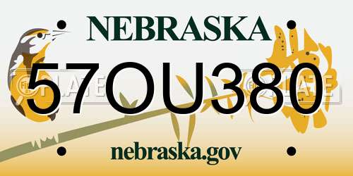 57OU380 Nebraska License Plate