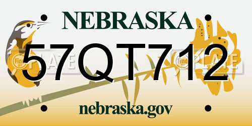 57QT712 Nebraska License Plate