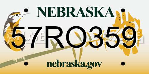 57RO359 Nebraska License Plate