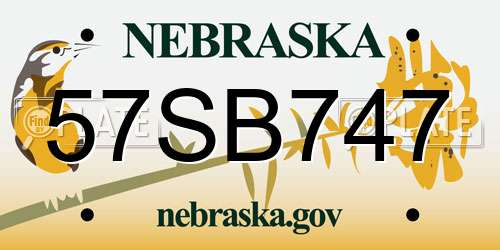 57SB747 Nebraska License Plate