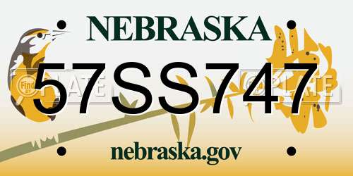57SS747 Nebraska License Plate