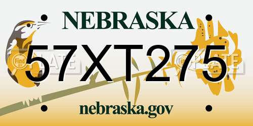 57XT275 Nebraska License Plate