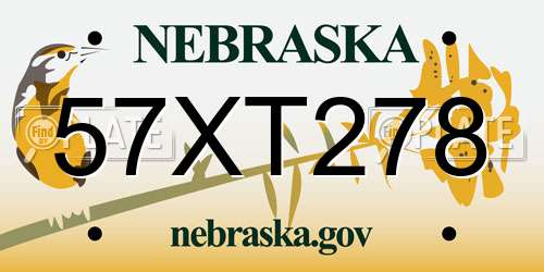57XT278 Nebraska License Plate