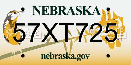 57XT725 Nebraska License Plate