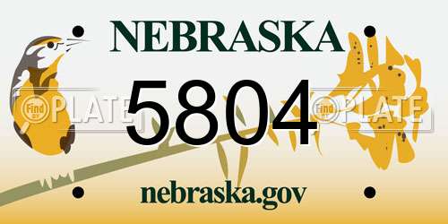 5804 Nebraska License Plate
