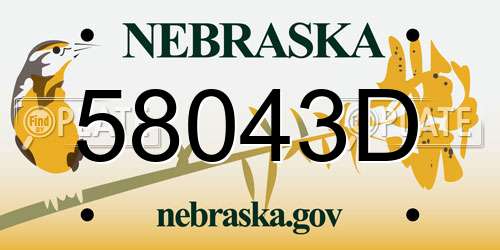 58043D Nebraska License Plate