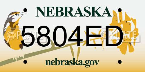 5804ED Nebraska License Plate