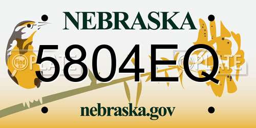 5804EQ Nebraska License Plate