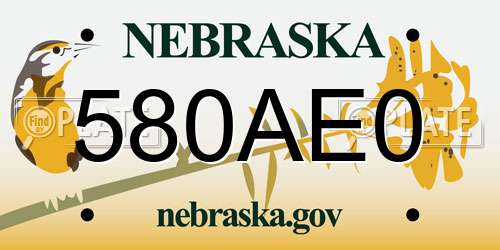 580AE0 Nebraska License Plate