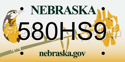 580HS9 Nebraska License Plate