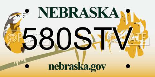 580STV Nebraska License Plate
