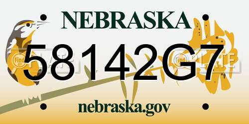 58142G7 Nebraska License Plate