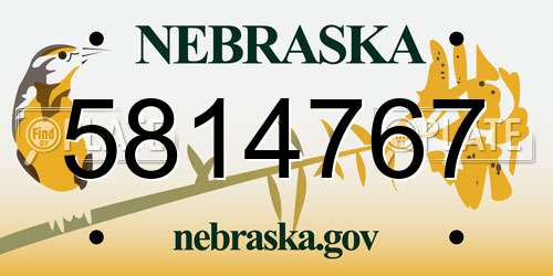 5814767 Nebraska License Plate