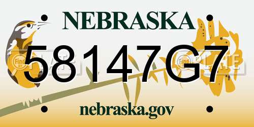 58147G7 Nebraska License Plate