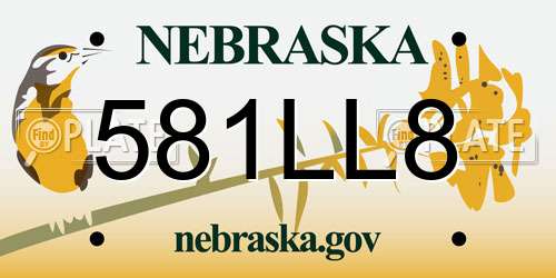 581LL8 Nebraska License Plate