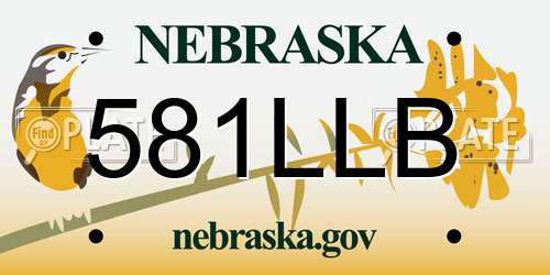 581LLB Nebraska License Plate
