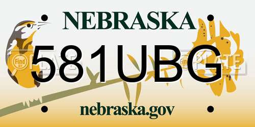 581UBG Nebraska License Plate