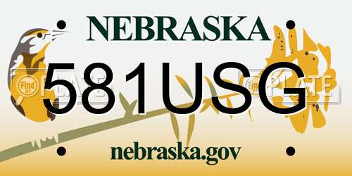 581USG Nebraska License Plate