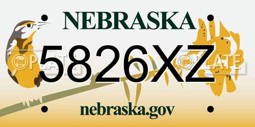 5826XZ Nebraska License Plate