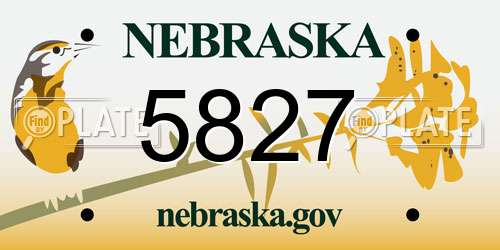 5827 Nebraska License Plate