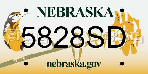 5828SD Nebraska License Plate