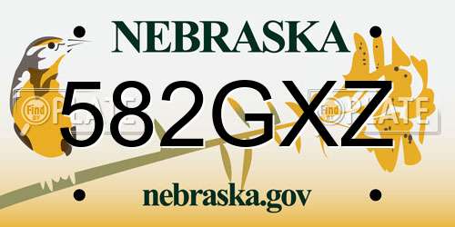 582GXZ Nebraska License Plate