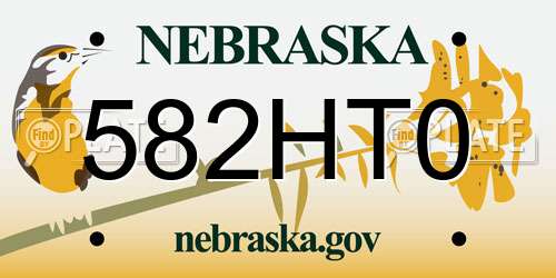 582HT0 Nebraska License Plate