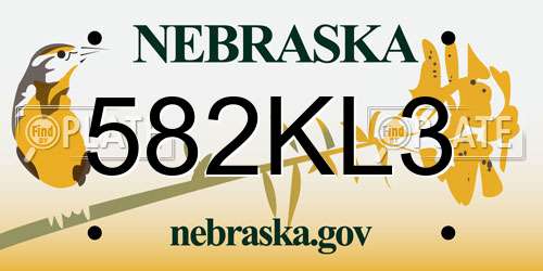 582KL3 Nebraska License Plate
