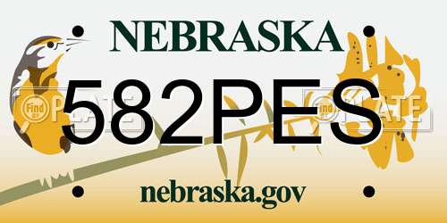 582PES Nebraska License Plate