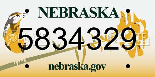 5834329 Nebraska License Plate