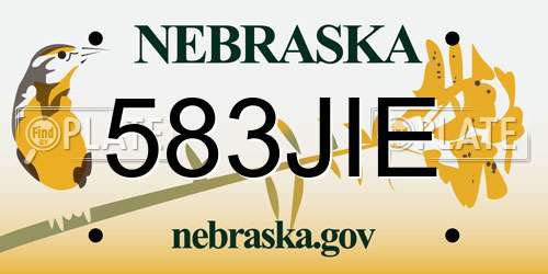 583JIE Nebraska License Plate