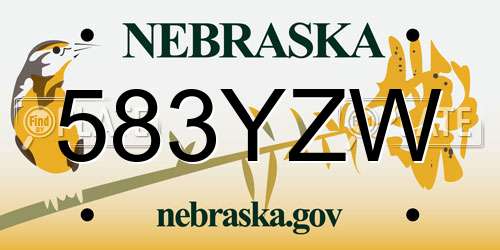 583YZW Nebraska License Plate