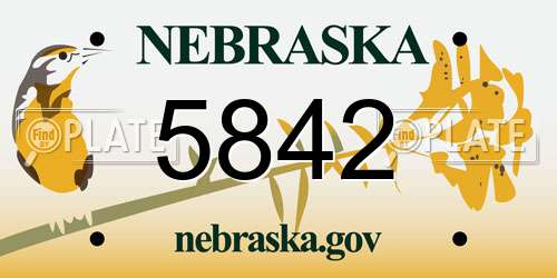 5842 Nebraska License Plate