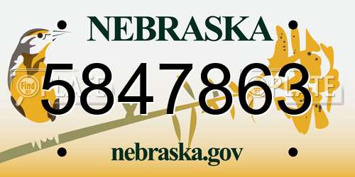 5847863 Nebraska License Plate