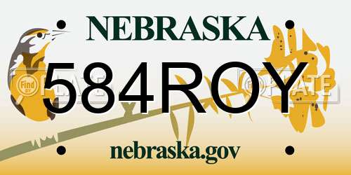 584ROY Nebraska License Plate