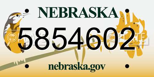 5854602 Nebraska License Plate