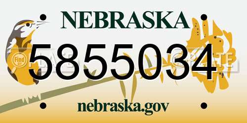5855034 Nebraska License Plate