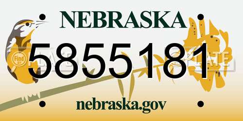 5855181 Nebraska License Plate