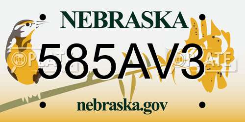 585AV3 Nebraska License Plate