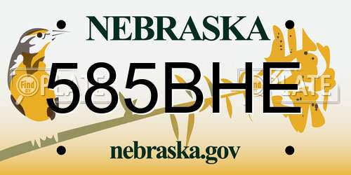 585BHE Nebraska License Plate
