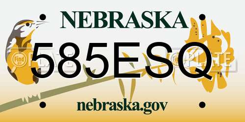 585ESQ Nebraska License Plate