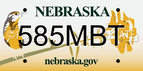 585MBT Nebraska License Plate