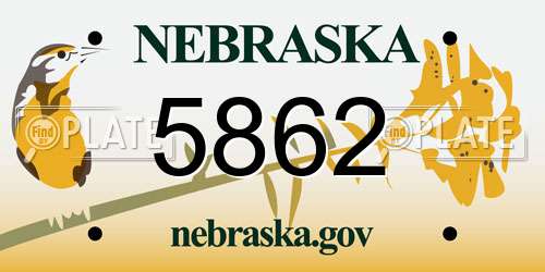5862 Nebraska License Plate