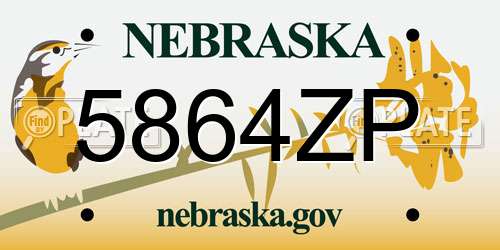 5864ZP Nebraska License Plate