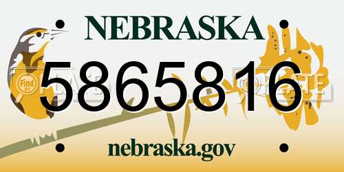 5865816 Nebraska License Plate