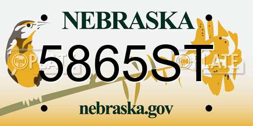 5865ST Nebraska License Plate