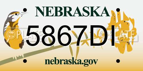 5867DI Nebraska License Plate